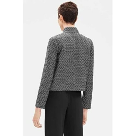 EILEEN FISHER Cotton Blend Jacquard Zip-Up Flight Jacket Petite Large LP $278‎ - Picture 7 of 15